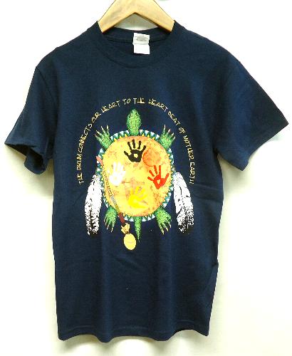 アメリカインディアン柄のTシャツ インディアン＆バッファロー・バイソン柄